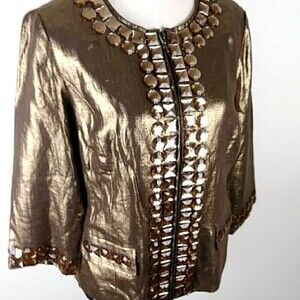 Vintage Berek Linen Metallic Embellished Jacket